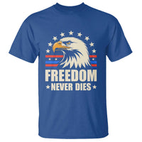 Freedom Never Dies T Shirt Bold Patriotic Eagle Graphic for True American Patriots - Wonder Print Shop