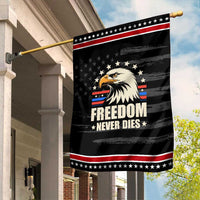 Freedom Never Dies Garden Flag Bold Patriotic Eagle Graphic for True American Patriots