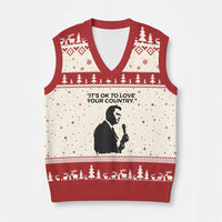 Patriotic Freedom Charlie Kirk Legacy V-Neck Knit Sweater Vest It’s OK to Love Your Country - Wonder Print Shop