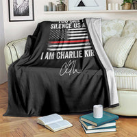 I Am Charlie Kirk Throw Blanket You Can’t Silence Us All Patriotic American Flag - Wonder Print Shop