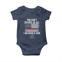 I Am Charlie Kirk Baby Onesie You Can’t Silence Us All Patriotic American Flag - Wonder Print Shop