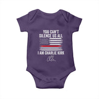 I Am Charlie Kirk Baby Onesie You Can’t Silence Us All Patriotic American Flag - Wonder Print Shop