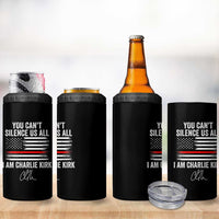 I Am Charlie Kirk 4 in 1 Can Cooler Tumbler You Can’t Silence Us All Patriotic American Flag - Wonder Print Shop