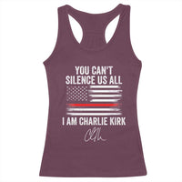 I Am Charlie Kirk Racerback Tank Top You Can’t Silence Us All Patriotic American Flag - Wonder Print Shop