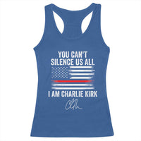 I Am Charlie Kirk Racerback Tank Top You Can’t Silence Us All Patriotic American Flag - Wonder Print Shop
