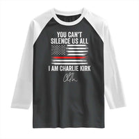 I Am Charlie Kirk Raglan Shirt You Can’t Silence Us All Patriotic American Flag - Wonder Print Shop