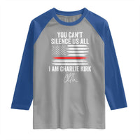 I Am Charlie Kirk Raglan Shirt You Can’t Silence Us All Patriotic American Flag - Wonder Print Shop