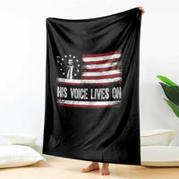 Charlie Kirk Memorial Throw Blanket His Voice Lives On Vintage Patriotic American Flag - Wonder Print Shop