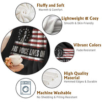 Charlie Kirk Memorial Throw Blanket His Voice Lives On Vintage Patriotic American Flag - Wonder Print Shop