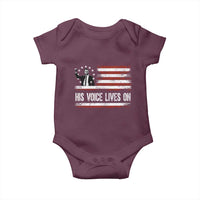 Charlie Kirk Memorial Baby Onesie His Voice Lives On Vintage Patriotic American Flag - Wonder Print Shop