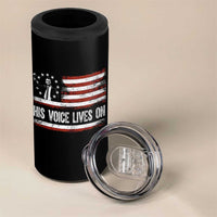 Charlie Kirk Memorial 4 in 1 Can Cooler Tumbler His Voice Lives On Vintage Patriotic American Flag - Wonder Print Shop