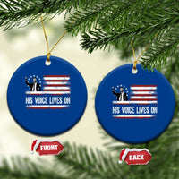 Charlie Kirk Memorial Ceramic Ornament His Voice Lives On Vintage Patriotic American Flag - Wonder Print Shop