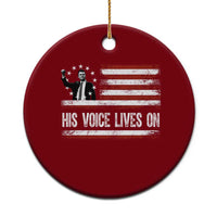 Charlie Kirk Memorial Ceramic Ornament His Voice Lives On Vintage Patriotic American Flag - Wonder Print Shop