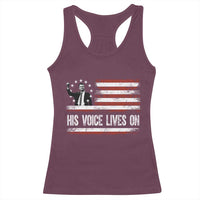 Charlie Kirk Memorial Racerback Tank Top His Voice Lives On Vintage Patriotic American Flag - Wonder Print Shop