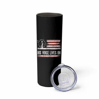 Charlie Kirk Memorial Skinny Tumbler His Voice Lives On Vintage Patriotic American Flag - Wonder Print Shop