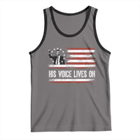 Charlie Kirk Memorial Tank Top His Voice Lives On Vintage Patriotic American Flag - Wonder Print Shop