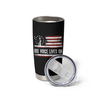 Charlie Kirk Memorial Tumbler Cup His Voice Lives On Vintage Patriotic American Flag - Wonder Print Shop