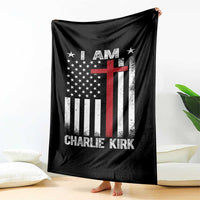 I Am Charlie Kirk Throw Blanket Christian Cross Faith American Falg - Wonder Print Shop