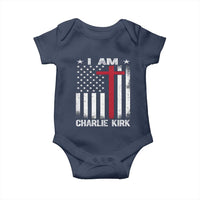 I Am Charlie Kirk Baby Onesie Christian Cross Faith American Falg - Wonder Print Shop