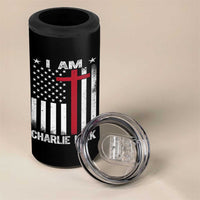 I Am Charlie Kirk 4 in 1 Can Cooler Tumbler Christian Cross Faith American Falg - Wonder Print Shop