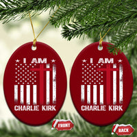 I Am Charlie Kirk Ceramic Ornament Christian Cross Faith American Falg - Wonder Print Shop