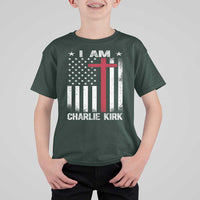 I Am Charlie Kirk T Shirt For Kid Christian Cross Faith American Falg - Wonder Print Shop