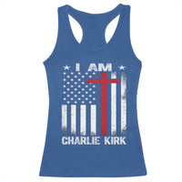 I Am Charlie Kirk Racerback Tank Top Christian Cross Faith American Falg - Wonder Print Shop