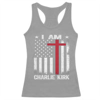 I Am Charlie Kirk Racerback Tank Top Christian Cross Faith American Falg - Wonder Print Shop