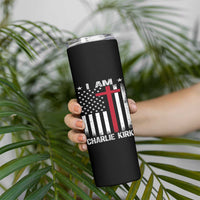 I Am Charlie Kirk Skinny Tumbler Christian Cross Faith American Falg - Wonder Print Shop