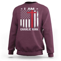 I Am Charlie Kirk Sweatshirt Christian Cross Faith American Falg - Wonder Print Shop