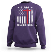 I Am Charlie Kirk Sweatshirt Christian Cross Faith American Falg - Wonder Print Shop
