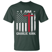 I Am Charlie Kirk T Shirt Christian Cross Faith American Falg - Wonder Print Shop