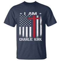 I Am Charlie Kirk T Shirt Christian Cross Faith American Falg - Wonder Print Shop