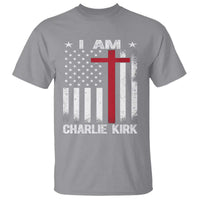I Am Charlie Kirk T Shirt Christian Cross Faith American Falg - Wonder Print Shop
