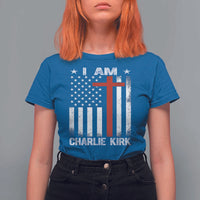 I Am Charlie Kirk T Shirt For Women Christian Cross Faith American Falg - Wonder Print Shop