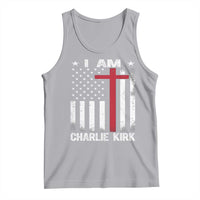 I Am Charlie Kirk Tank Top Christian Cross Faith American Flag - Wonder Print Shop