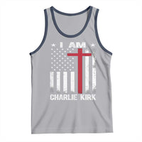 I Am Charlie Kirk Tank Top Christian Cross Faith American Flag - Wonder Print Shop