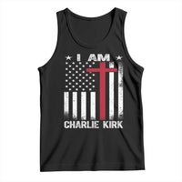 I Am Charlie Kirk Tank Top Christian Cross Faith American Flag - Wonder Print Shop