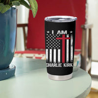 I Am Charlie Kirk Tumbler Cup Christian Cross Faith American Falg - Wonder Print Shop