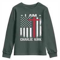 I Am Charlie Kirk Youth Sweatshirt Christian Cross Faith American Falg - Wonder Print Shop