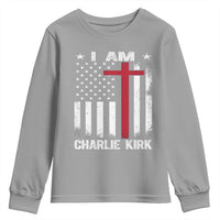 I Am Charlie Kirk Youth Sweatshirt Christian Cross Faith American Falg - Wonder Print Shop