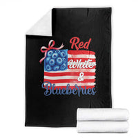 Red White and Blueberries Throw Blanket Patriotic Vintage American Flag Coquette Bow - Wonder Print Shop
