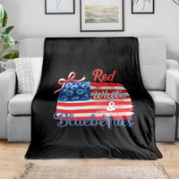 Red White and Blueberries Throw Blanket Patriotic Vintage American Flag Coquette Bow - Wonder Print Shop