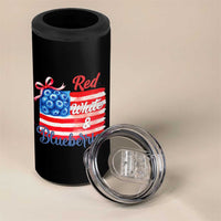 Red White and Blueberries 4 in 1 Can Cooler Tumbler Patriotic Vintage American Flag Coquette Bow - Wonder Print Shop