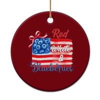 Red White and Blueberries Ceramic Ornament Patriotic Vintage American Flag Coquette Bow - Wonder Print Shop