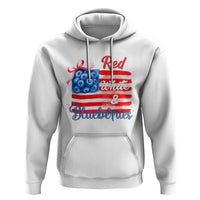 Red White and Blueberries Hoodie Patriotic Vintage American Flag Coquette Bow - Wonder Print Shop
