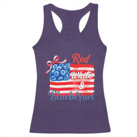 Red White and Blueberries Racerback Tank Top Patriotic Vintage American Flag Coquette Bow - Wonder Print Shop