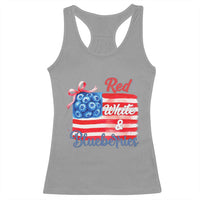 Red White and Blueberries Racerback Tank Top Patriotic Vintage American Flag Coquette Bow - Wonder Print Shop