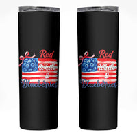 Red White and Blueberries Skinny Tumbler Patriotic Vintage American Flag Coquette Bow - Wonder Print Shop