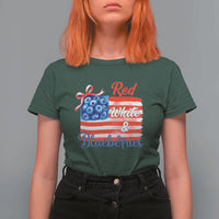 Red White and Blueberries T Shirt For Women Patriotic Vintage American Flag Coquette Bow - Wonder Print Shop